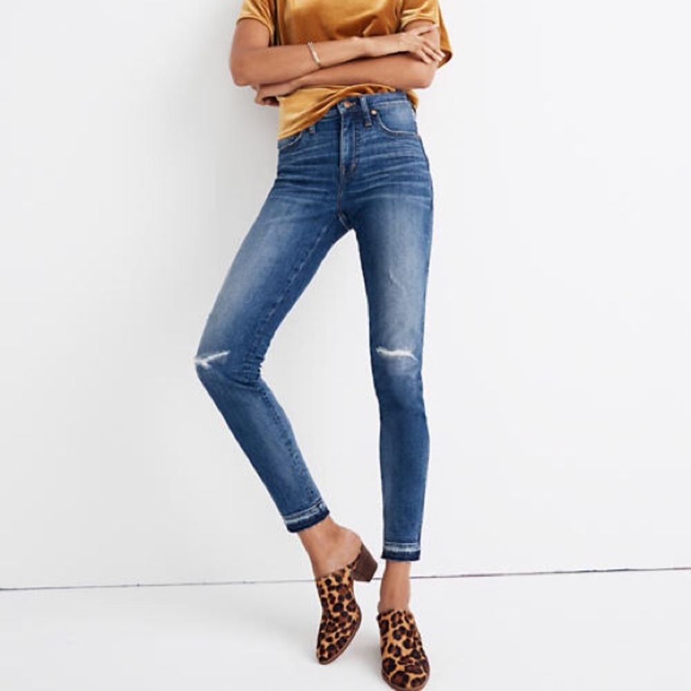 9” High Rise Skinny Jeans Rip & Repair Edition